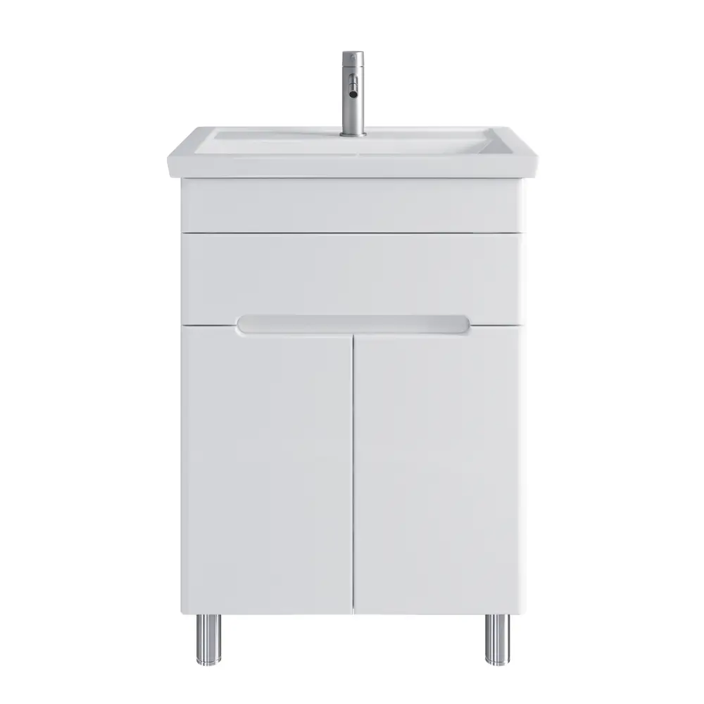 Фото Тумба с раковиной RUVANN NIKA 60 раковина Фостер 60 в ванную напольная цвет белый Фото Тумба с раковиной RUVANN NIKA 60 раковина Фостер 60 в ванную напольная цвет белый