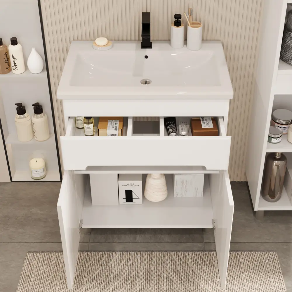 Фото 5 Тумба под раковину RUVANN NIKA 70 в ванную напольная цвет белый Фото 5 Тумба под раковину RUVANN NIKA 70 в ванную напольная цвет белый