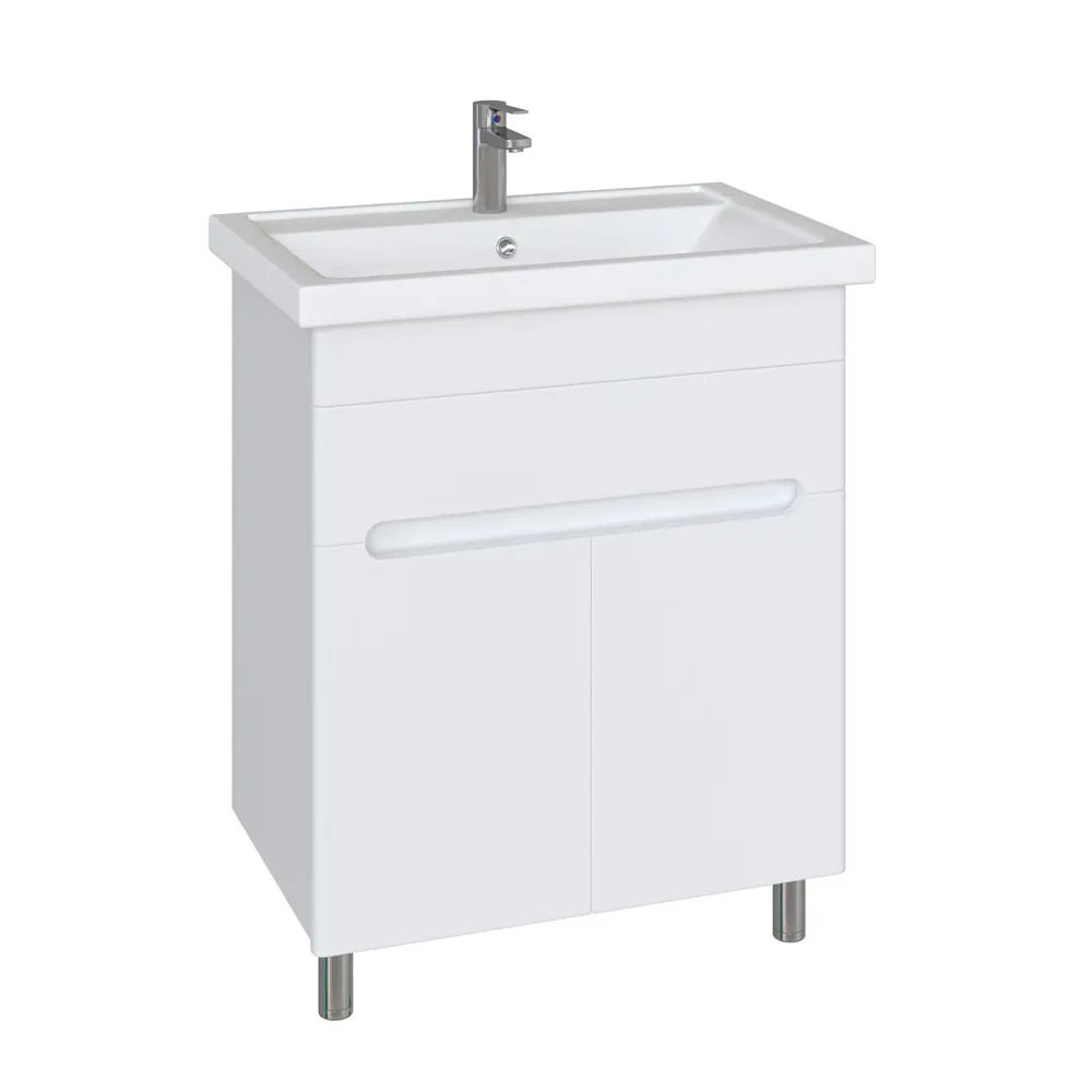 Фото Тумба с раковиной RUVANN NIKA 70 раковина Фостер 70 в ванную напольная цвет белый Фото Тумба с раковиной RUVANN NIKA 70 раковина Фостер 70 в ванную напольная цвет белый