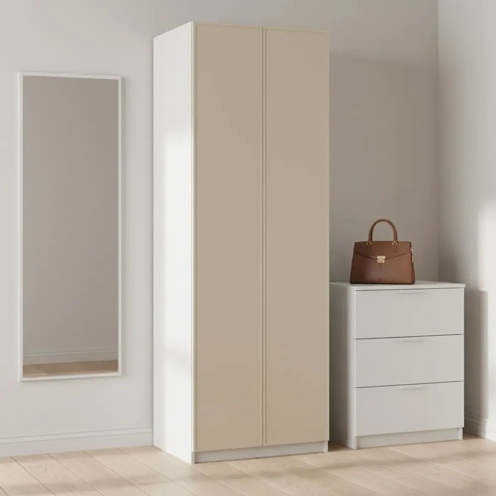 Фото 2 Шкаф распашной Амьен латте с 6 полками 80х232,2х54,5 ЛДСП каркас белый Фото 2 Шкаф распашной Амьен латте с 6 полками 80х232,2х54,5 ЛДСП каркас белый