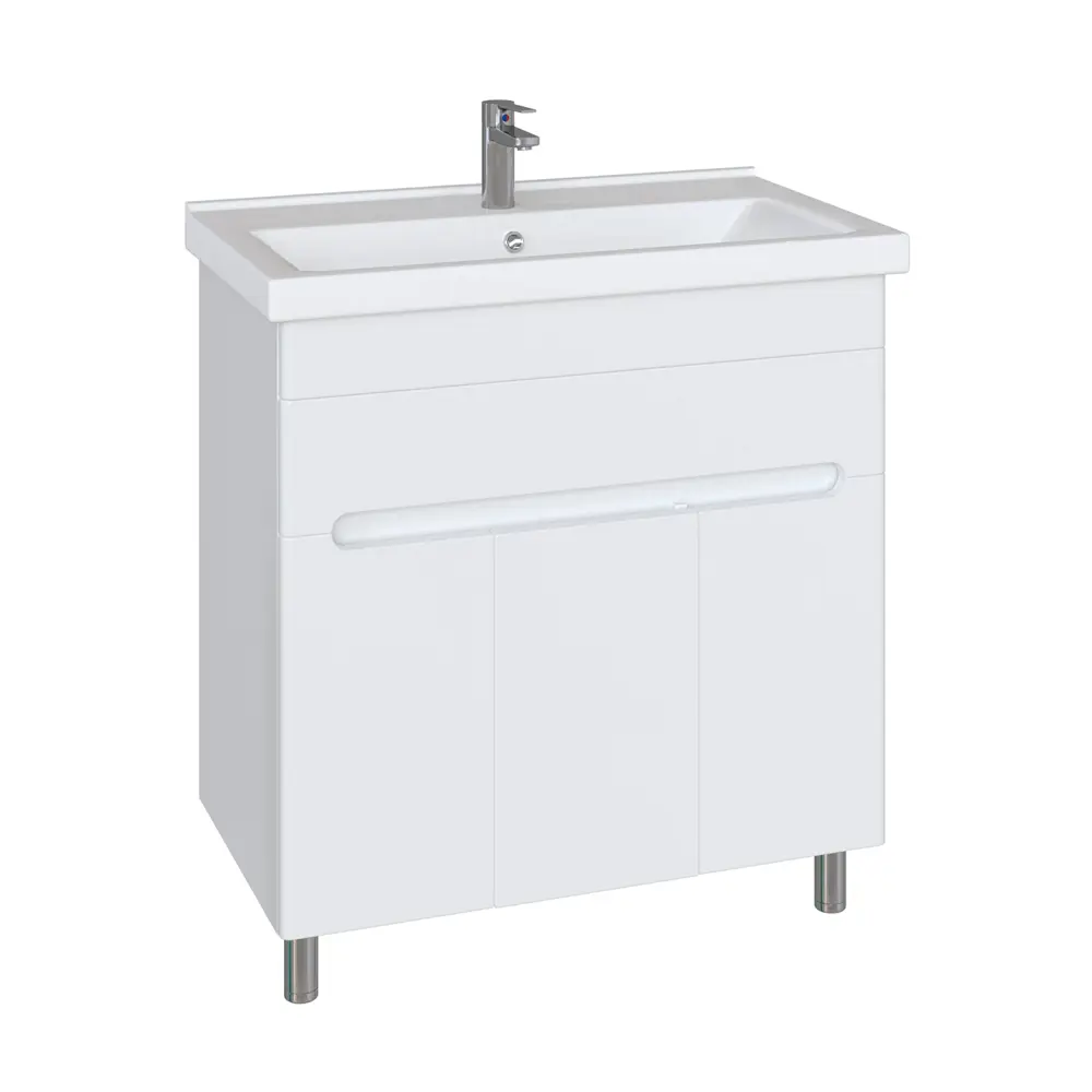 Фото Тумба с раковиной RUVANN NIKA 80 раковина Фест 80 в ванную напольная цвет белый