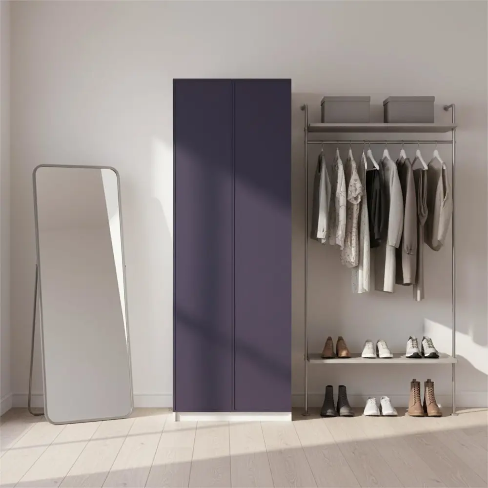 Фото 2 Шкаф распашной Амьен индиго с 6 полками 80х232,2х54,5 ЛДСП каркас белый Фото 2 Шкаф распашной Амьен индиго с 6 полками 80х232,2х54,5 ЛДСП каркас белый