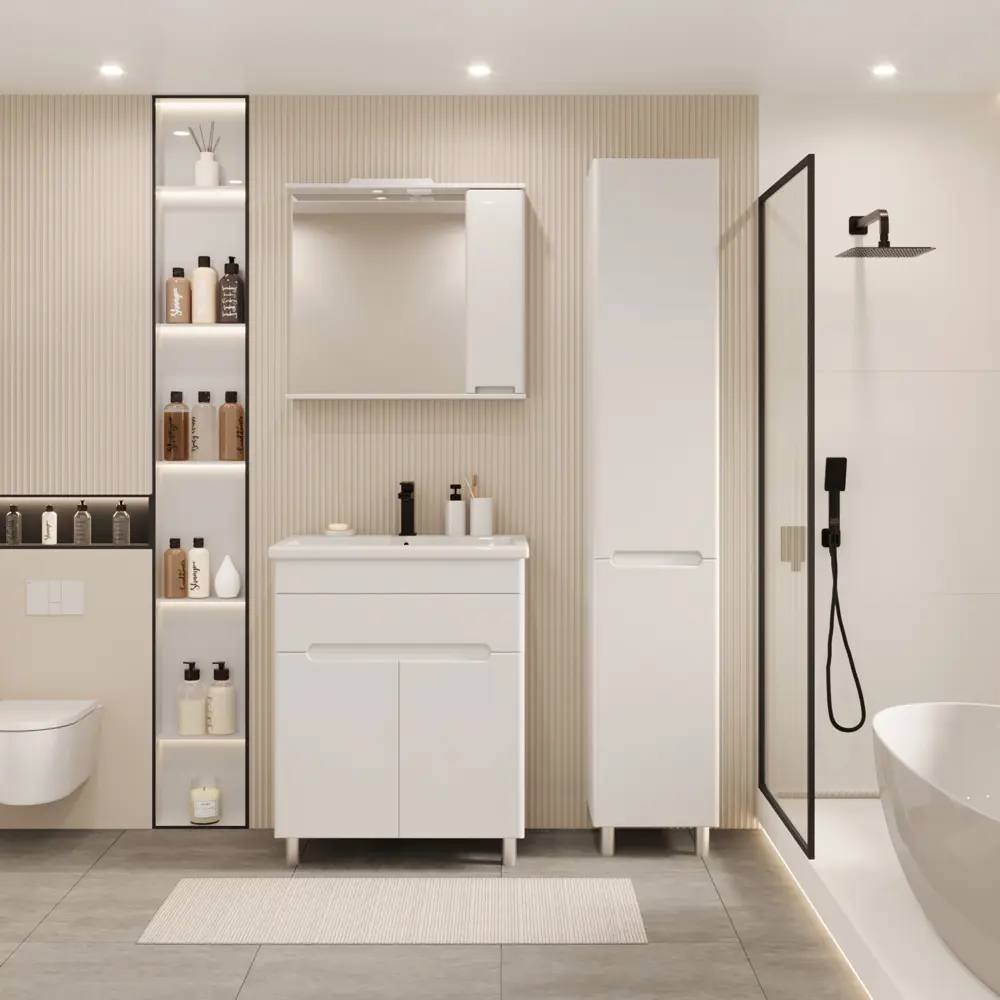 Фото 2 Зеркальный шкафчик в ванную Ruvann Nika 70 Фото 2 Зеркальный шкафчик в ванную Ruvann Nika 70