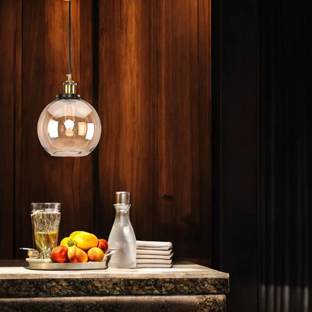 Фото 3 Светильник подвесной Imperiumloft Loft clear glass sphere cloche Impr_73694-22 1 лампа 20 м² цвет серый/бронзовый Фото 3 Светильник подвесной Imperiumloft Loft clear glass sphere cloche Impr_73694-22 1 лампа 20 м² цвет серый/бронзовый