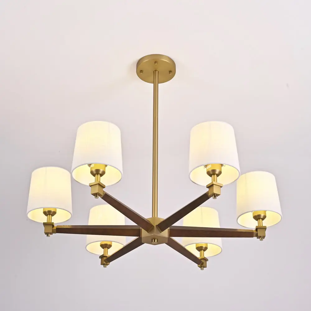 Фото 6 Люстра на штанге Imperiumloft Jorgenson Impr_203574-26 6 ламп 18 м² цвет белый/темное дерево/золотой