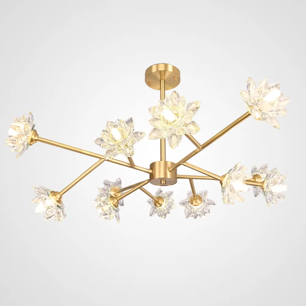 Фото Люстра на штанге Imperiumloft Lotos Impr_203940-26 12 ламп 24 м² цвет прозрачный/золотой