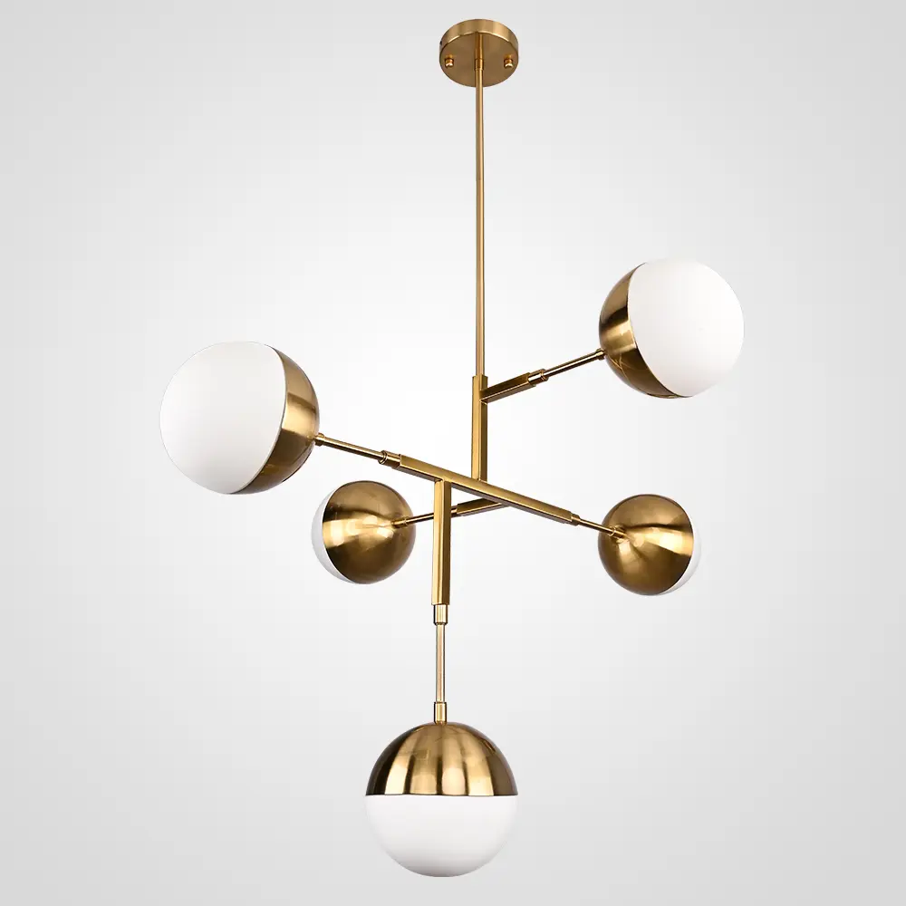 Фото Люстра на штанге Imperiumloft Ball Impr_140552-26 5 ламп 15 м² цвет белый/латунь Фото Люстра на штанге Imperiumloft Ball Impr_140552-26 5 ламп 15 м² цвет белый/латунь