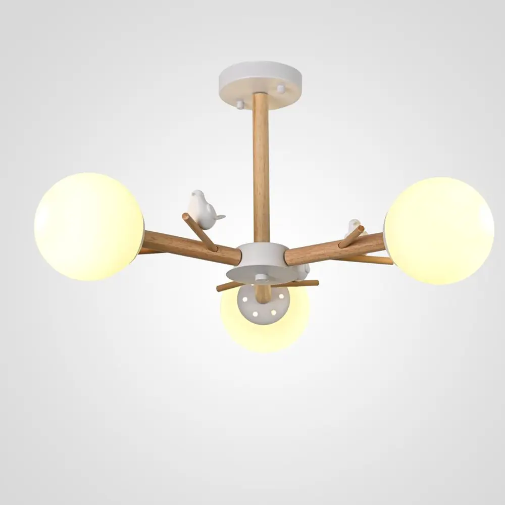 Фото Люстра на штанге Imperiumloft Finch Impr_140682-26 3 лампы 9 м² цвет белый/орех