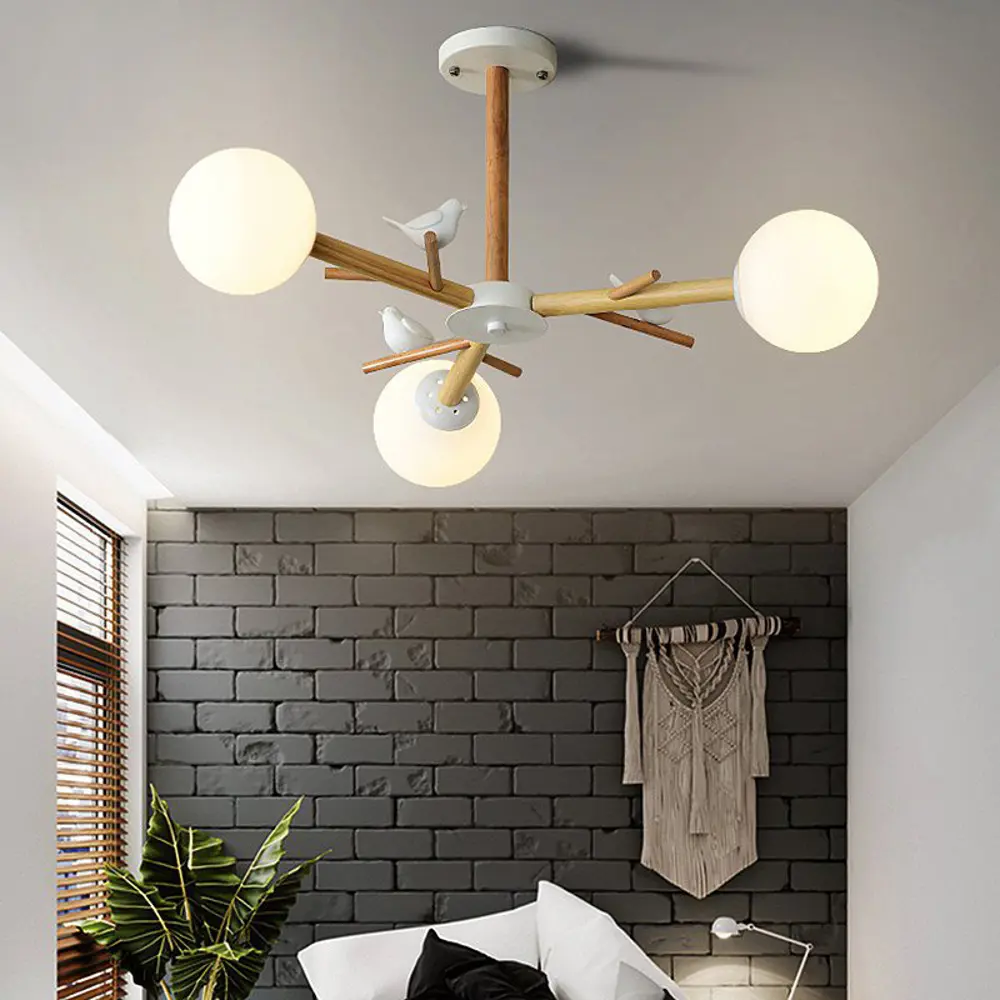 Фото 8 Люстра на штанге Imperiumloft Finch Impr_140682-26 3 лампы 9 м² цвет белый/орех