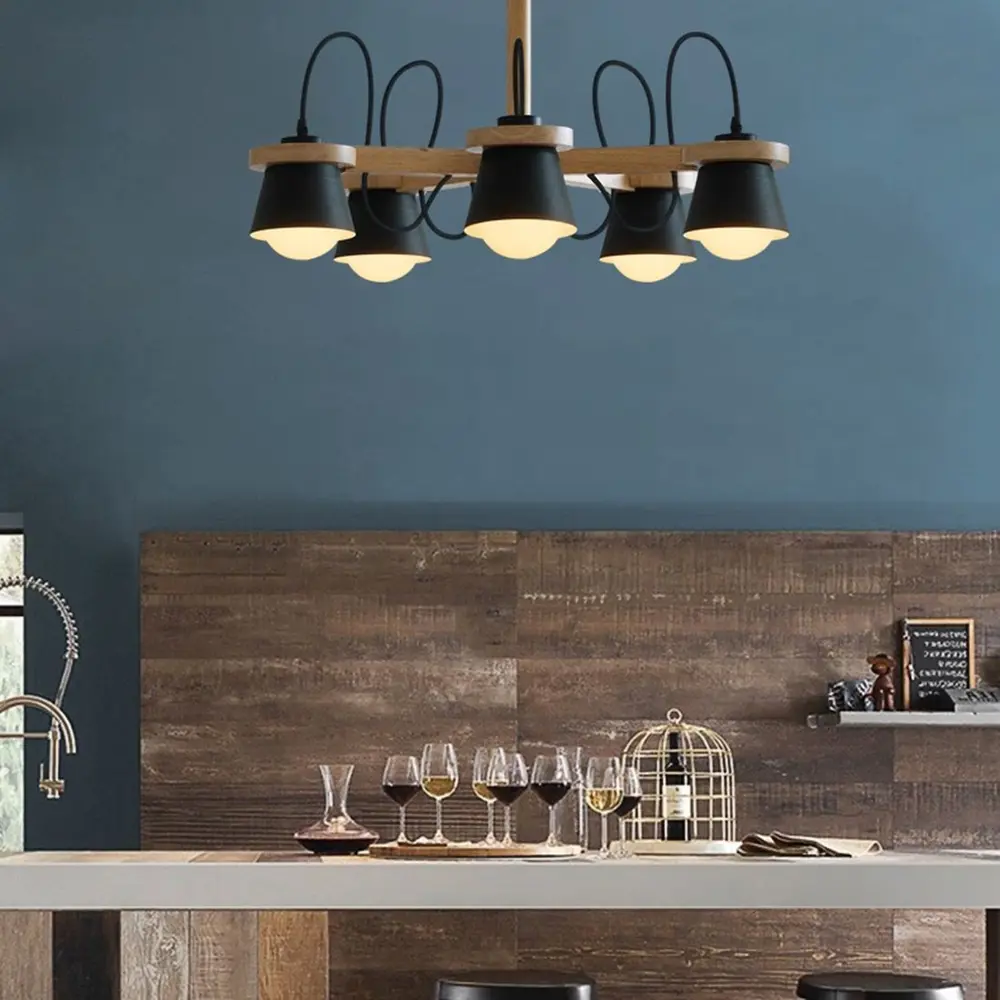 Фото 4 Люстра на штанге Imperiumloft Natura Impr_178085-26 4 лампы 12 м² цвет белый/светлое дерево/черный Фото 4 Люстра на штанге Imperiumloft Natura Impr_178085-26 4 лампы 12 м² цвет белый/светлое дерево/черный