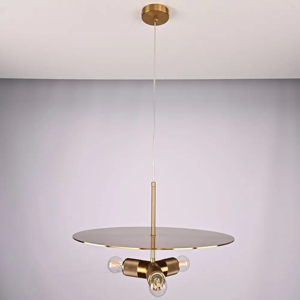 Фото 5 Люстра подвесная Imperiumloft Rh utilitaire disk triple pendant Impr_123646-22 3 ламп 9 м² цвет латунь Фото 5 Люстра подвесная Imperiumloft Rh utilitaire disk triple pendant Impr_123646-22 3 ламп 9 м² цвет латунь