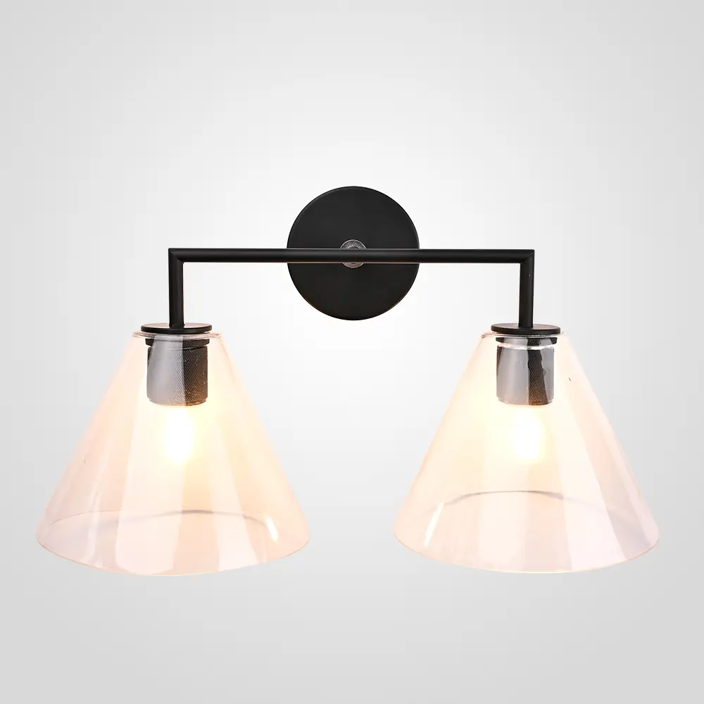 Фото Настенный светильник Imperiumloft Rh funnel shade double sconce black Impr_123266-22 цвет прозрачный/бронзовый Фото Настенный светильник Imperiumloft Rh funnel shade double sconce black Impr_123266-22 цвет прозрачный/бронзовый