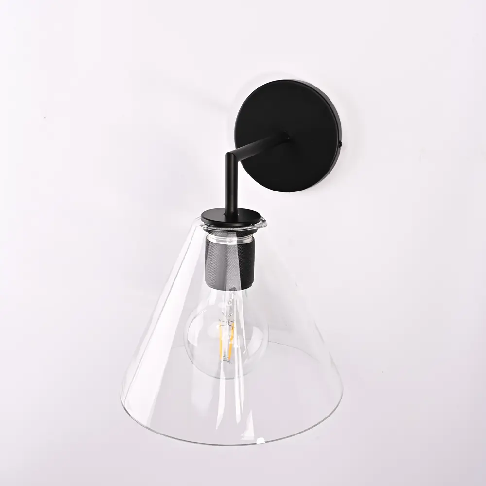 Фото 8 Настенный светильник Imperiumloft Rh funnel shade single sconce black Impr_123269-22 цвет прозрачный/бронзовый