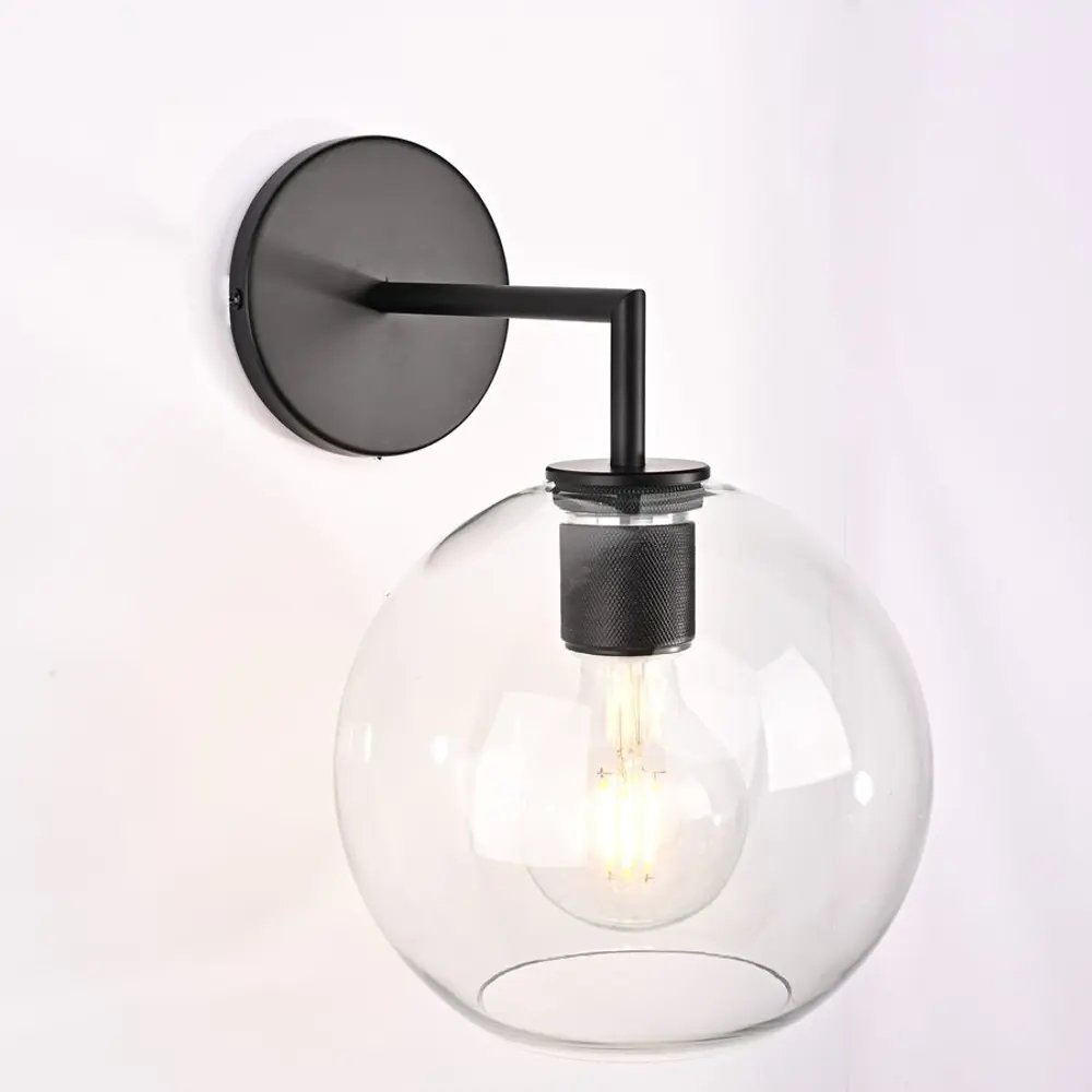 Фото 2 Настенный светильник Imperiumloft Rh globe shade single sconce black Impr_123275-22 цвет прозрачный/бронзовый Фото 2 Настенный светильник Imperiumloft Rh globe shade single sconce black Impr_123275-22 цвет прозрачный/бронзовый