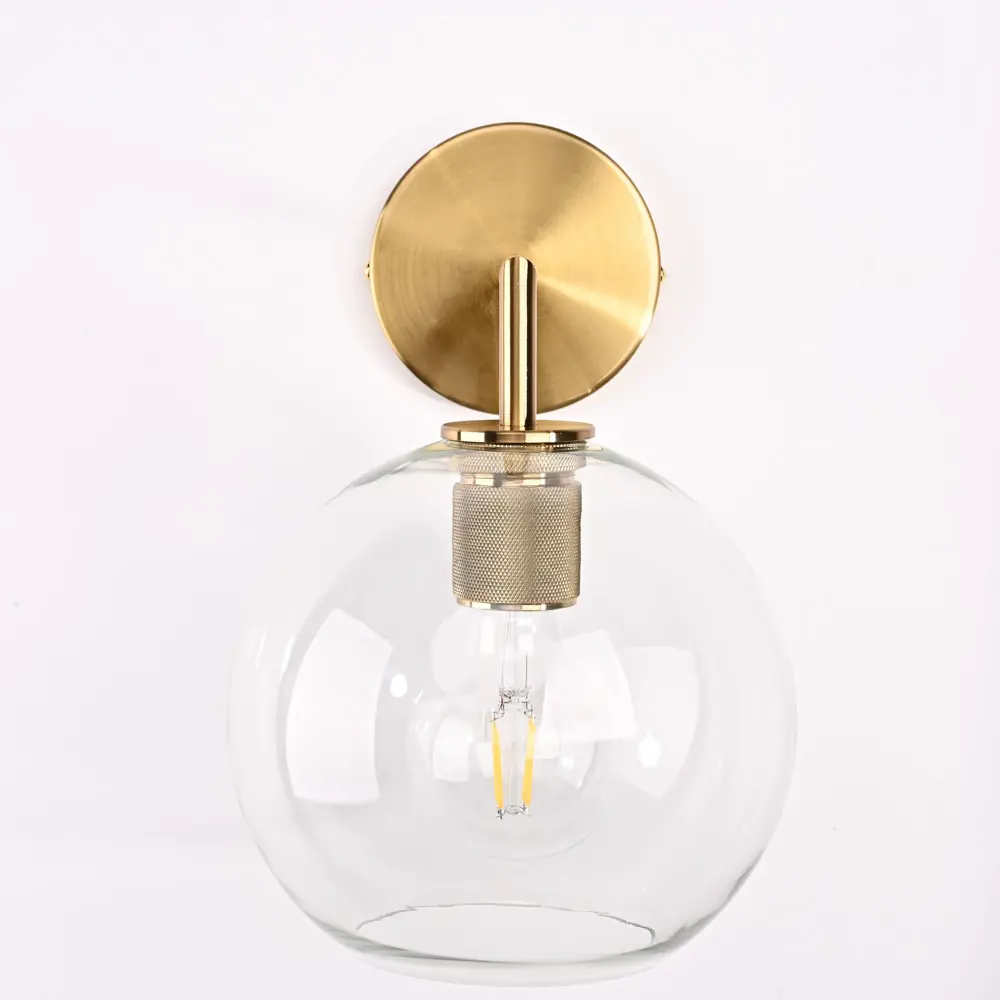 Фото 6 Настенный светильник Imperiumloft Rh globe shade single sconce brass Impr_123276-22 цвет прозрачный/латунь
