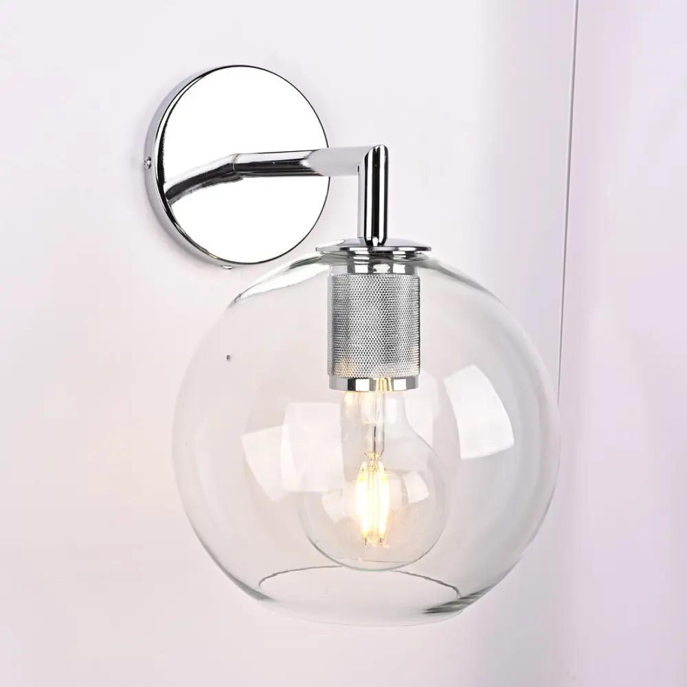 Фото 2 Настенный светильник Imperiumloft Rh globe shade single sconce silver Impr_123277-22 цвет прозрачный/никель