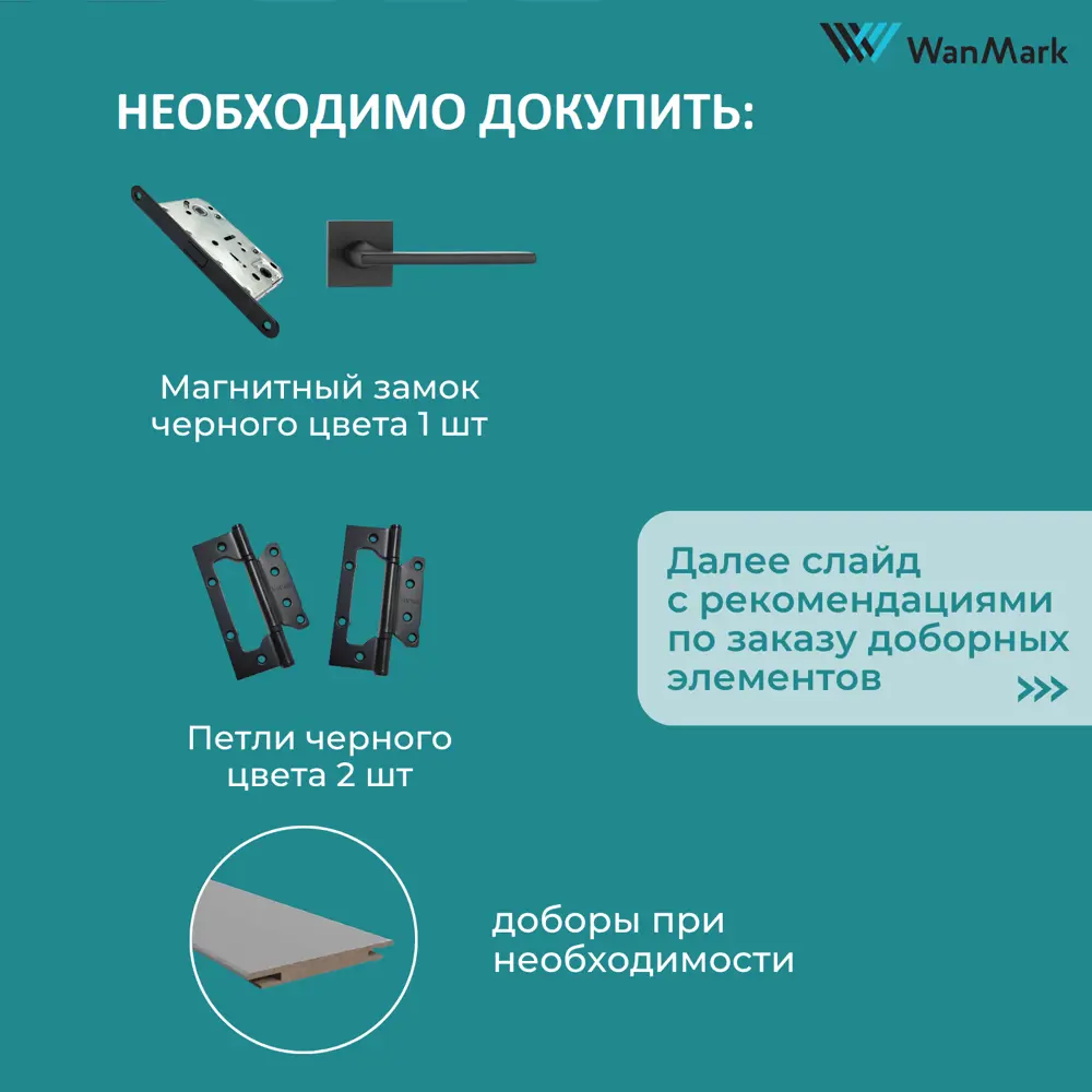 Фото 11 Комплект межкомнатной двери Wanmark Стефани-2 глухая 80х200см эмаль цвет RAL 7047 без замка и петель