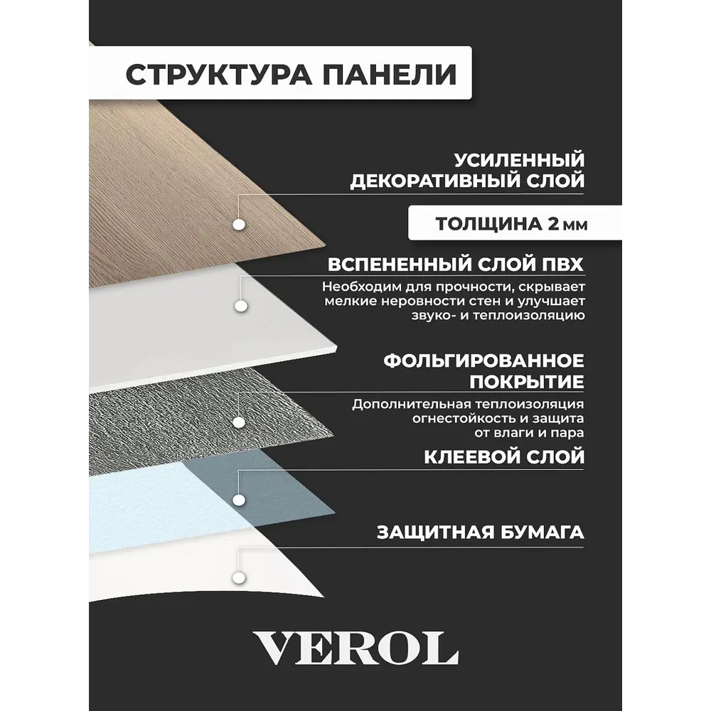 Фото 10 Комплект панелей ПВХ Verol Светлое дерево 1000x200x2мм 2.4м² 12шт