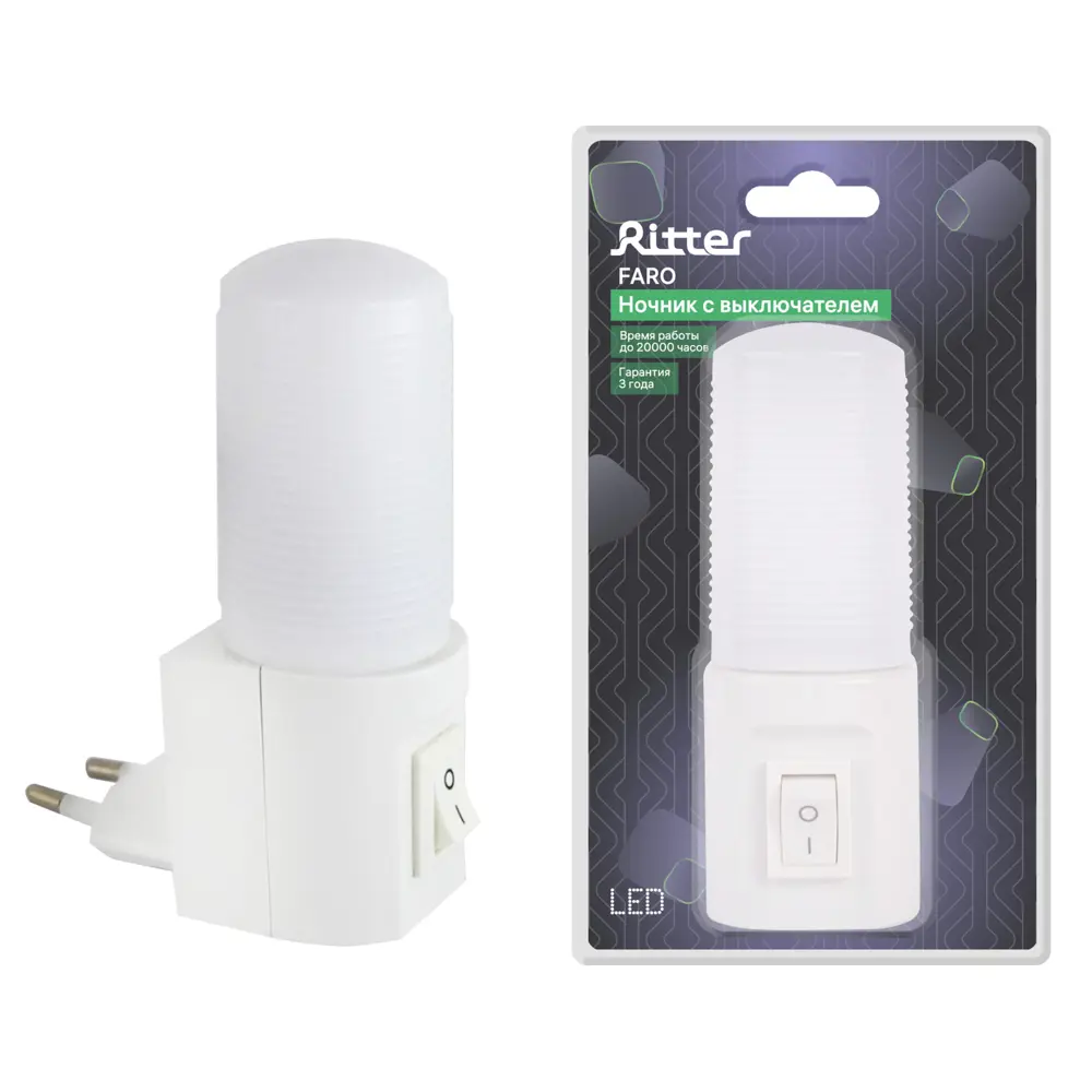 Фото Ночник в розетку светодиодный Ritter Цилиндр с выключателем Фото Ночник в розетку светодиодный Ritter Цилиндр с выключателем