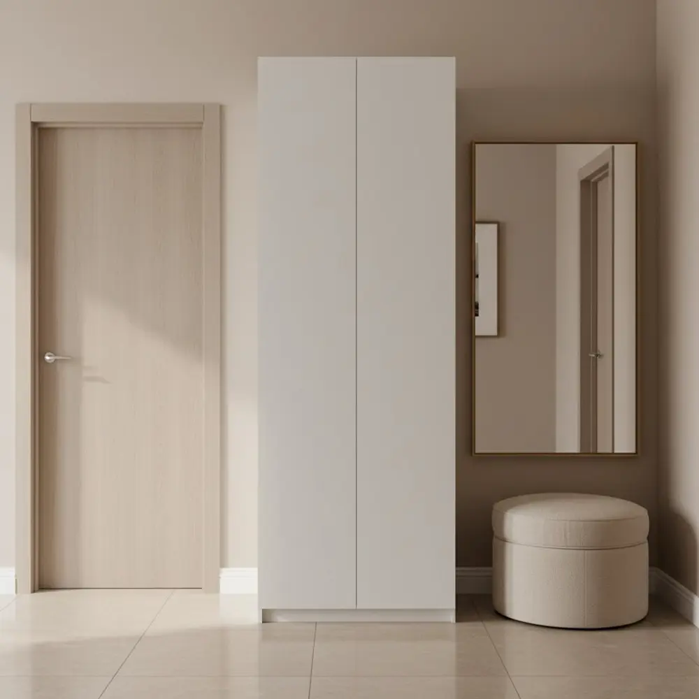 Фото 2 Шкаф распашной Лион белый с полкой и штангой 80х232,2х54,5 ЛДСП каркас белый