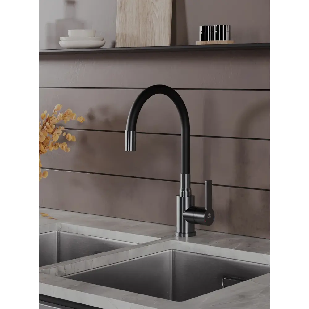 Фото Смеситель для кухни Agger A3100555 гибкий излив 20.4 см цвет оружейная сталь Фото Смеситель для кухни Agger A3100555 гибкий излив 20.4 см цвет оружейная сталь