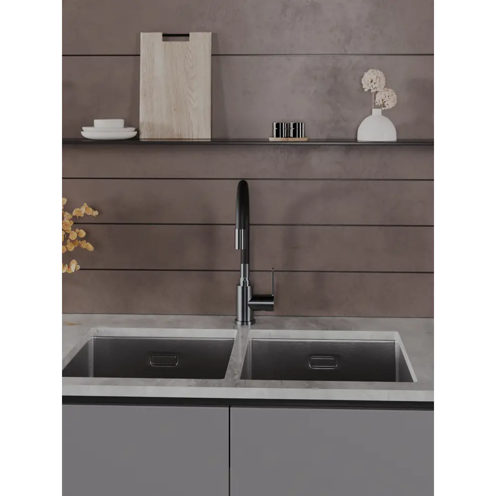 Фото 3 Смеситель для кухни Agger A3100555 гибкий излив 20.4 см цвет оружейная сталь Фото 3 Смеситель для кухни Agger A3100555 гибкий излив 20.4 см цвет оружейная сталь