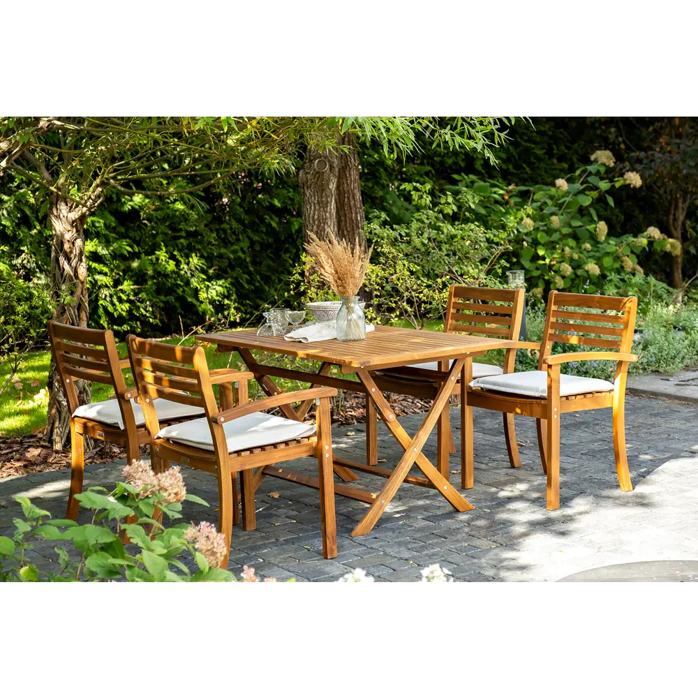 Фото 3 Набор садовой мебели Joygarden Karo 52201/52213 акация коричневый 4 стула стол Фото 3 Набор садовой мебели Joygarden Karo 52201/52213 акация коричневый 4 стула стол