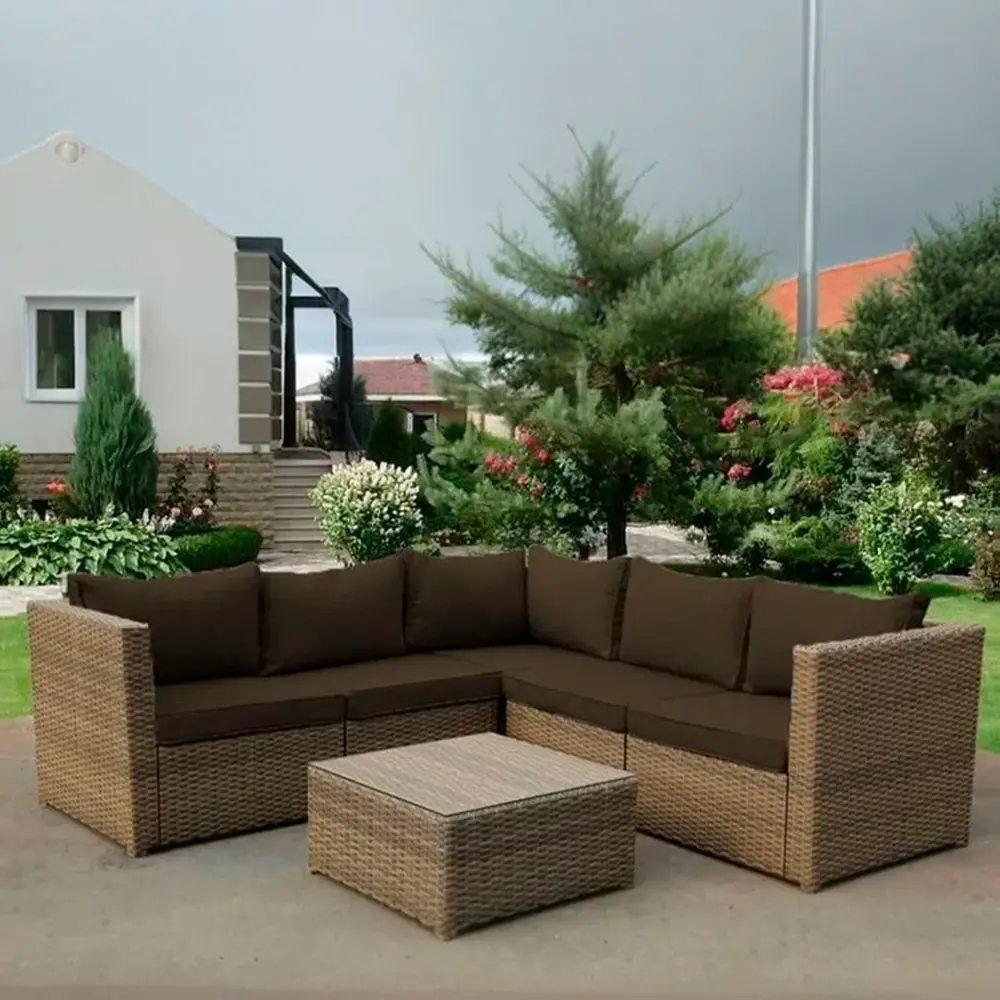 Фото Набор садовой мебели Мир дачника Abion сталь коричневый диван столик Фото Набор садовой мебели Мир дачника Abion сталь коричневый диван столик