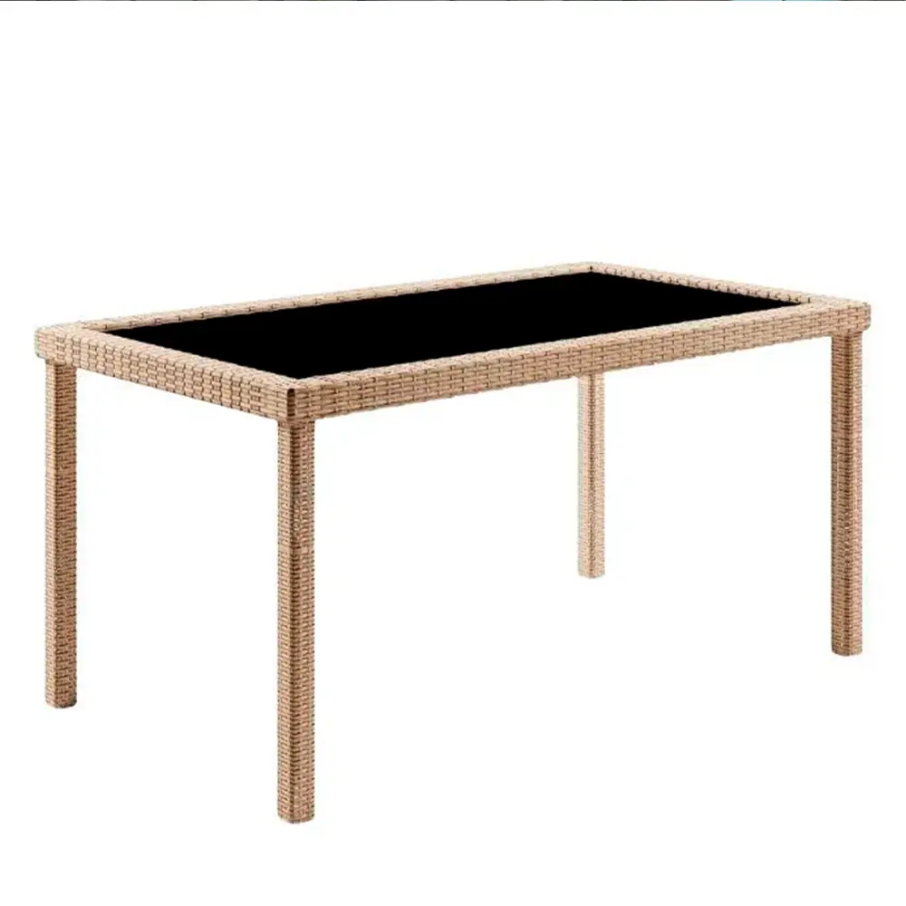 Фото Садовый стол Мир Дачника Милан искусственный ротанг бежевый/коричневый Фото Садовый стол Мир Дачника Милан искусственный ротанг бежевый/коричневый