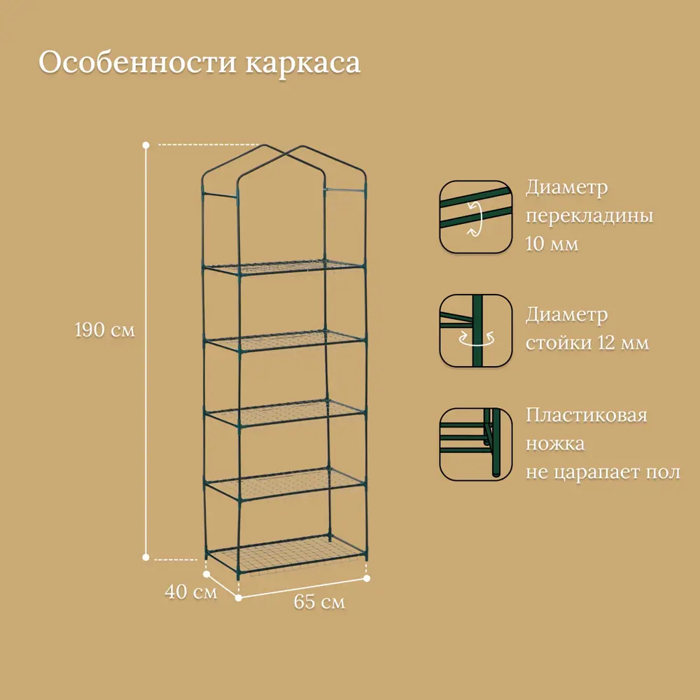 Фото 2 Подставка для цветочных горшков Greengo 10524136 190x40x65 см серый
