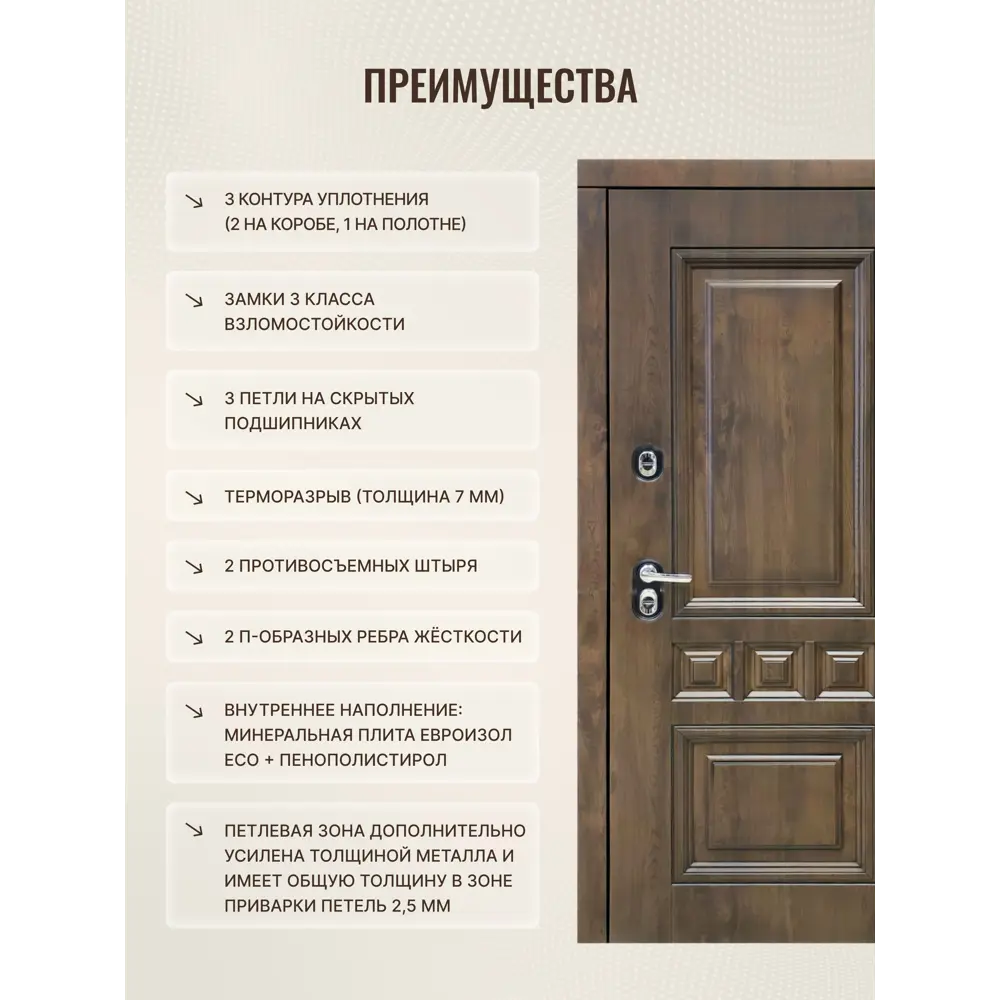 Фото 3 Входная дверь Дверипро Термо L Аура левый 205x86см цвет nussbaum и патина черная/алиса ясень белый с зеркалом