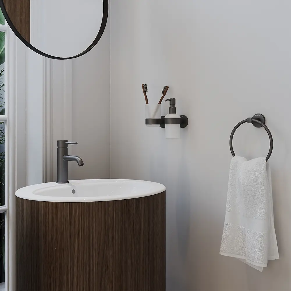 Фото 3 Стакан для зубных щеток Aqueduto PON0245 стекло цвет серый/серебристый