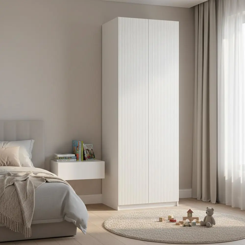 Фото 2 Шкаф распашной Висла белый 80х232,2х54,5 с 4 полками и штангой ЛДСП белый Фото 2 Шкаф распашной Висла белый 80х232,2х54,5 с 4 полками и штангой ЛДСП белый