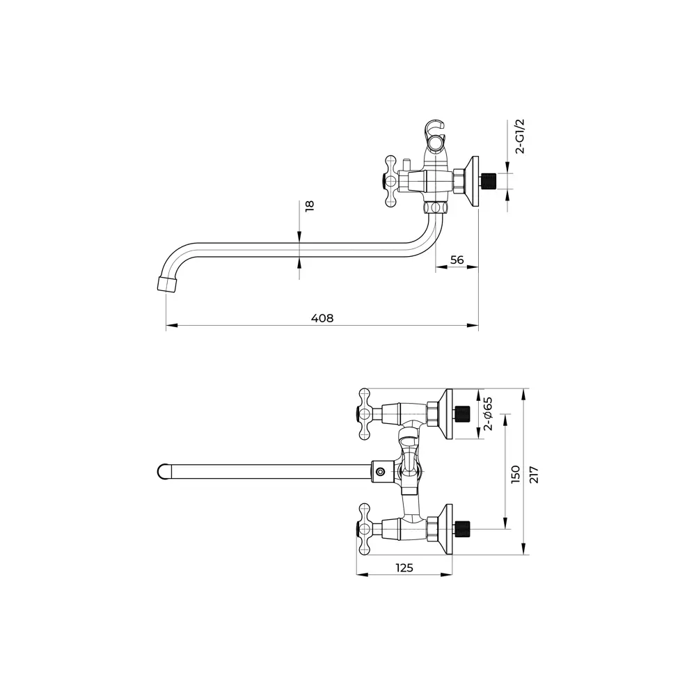 Фото 7 Смеситель для ванны Avrora Vesta AV2133 двухвентильный с душевой лейкой цвет хром