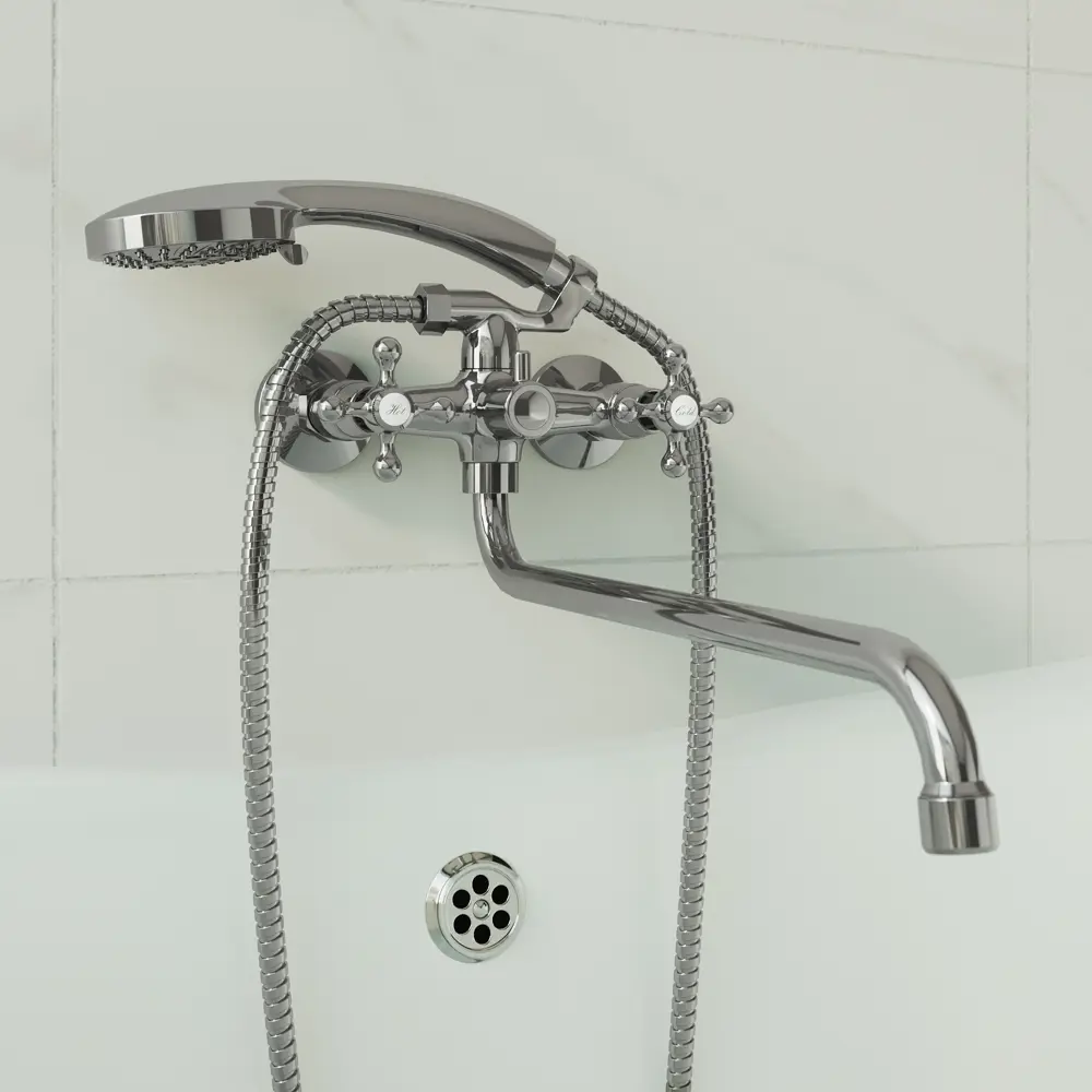 Фото 4 Смеситель для ванны Avrora Vesta AV2133 двухвентильный с душевой лейкой цвет хром