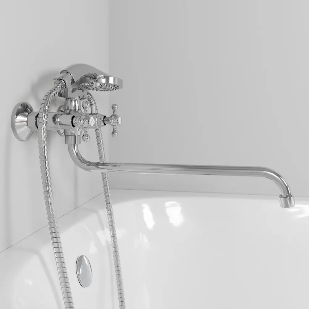 Фото 3 Смеситель для ванны Avrora Vesta AV2133 двухвентильный с душевой лейкой цвет хром