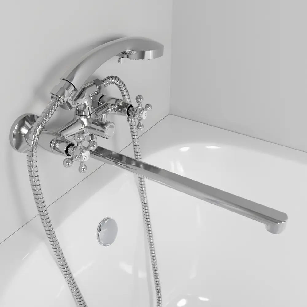 Фото 3 Смеситель для ванны Avrora Vesta AV2130 двухвентильный с душевой лейкой цвет хром