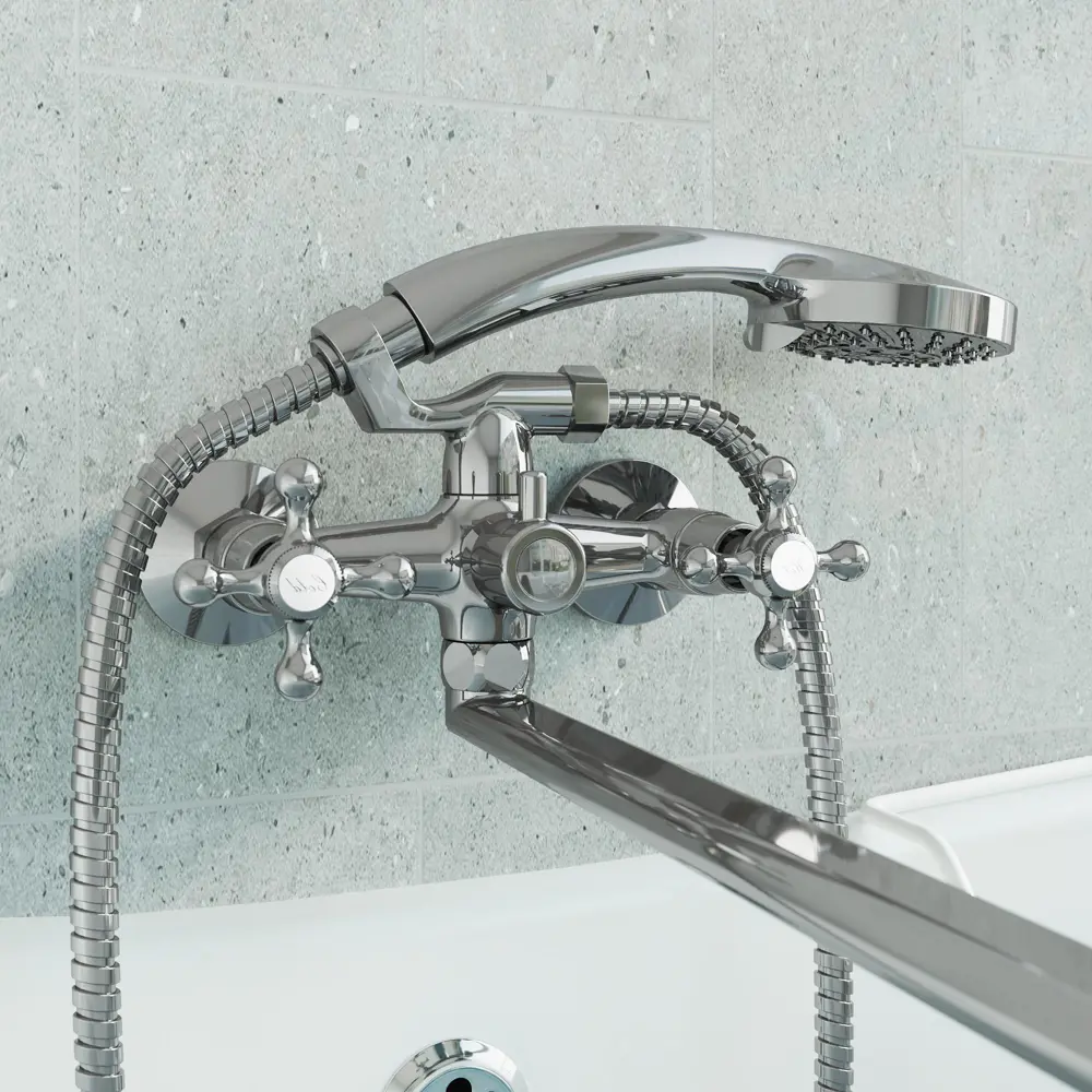 Фото 5 Смеситель для ванны Avrora Vesta AV2130 двухвентильный с душевой лейкой цвет хром