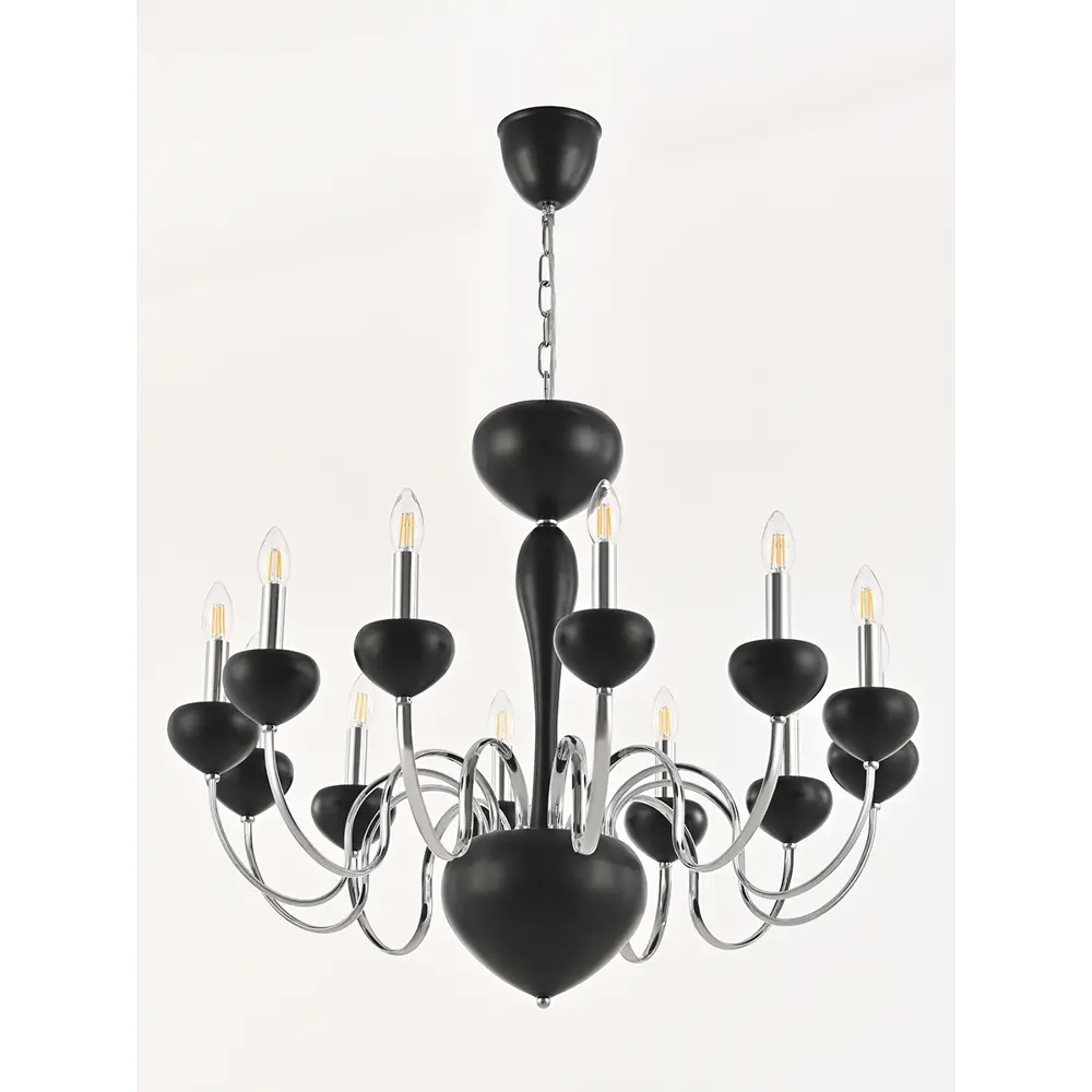 Фото 4 Люстра подвесная Arte milano 820101.1.12.290.u.e14 bk.cr 820101.1.12.290.u.e14.bk.cr 12 ламп 36 м² цвет хром, черный