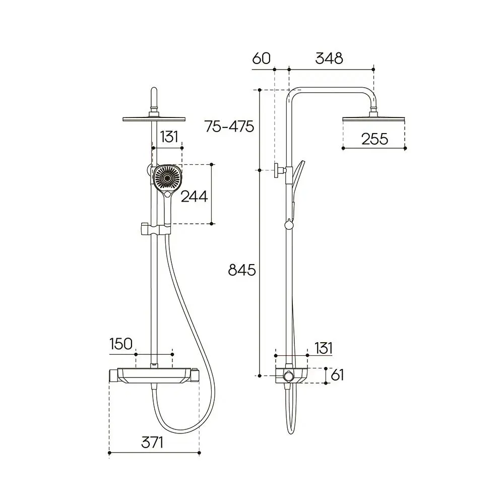 Фото 6 Душевая система Aqueduto CHU0300 с термостатом 2 режима с полкой цвет хром
