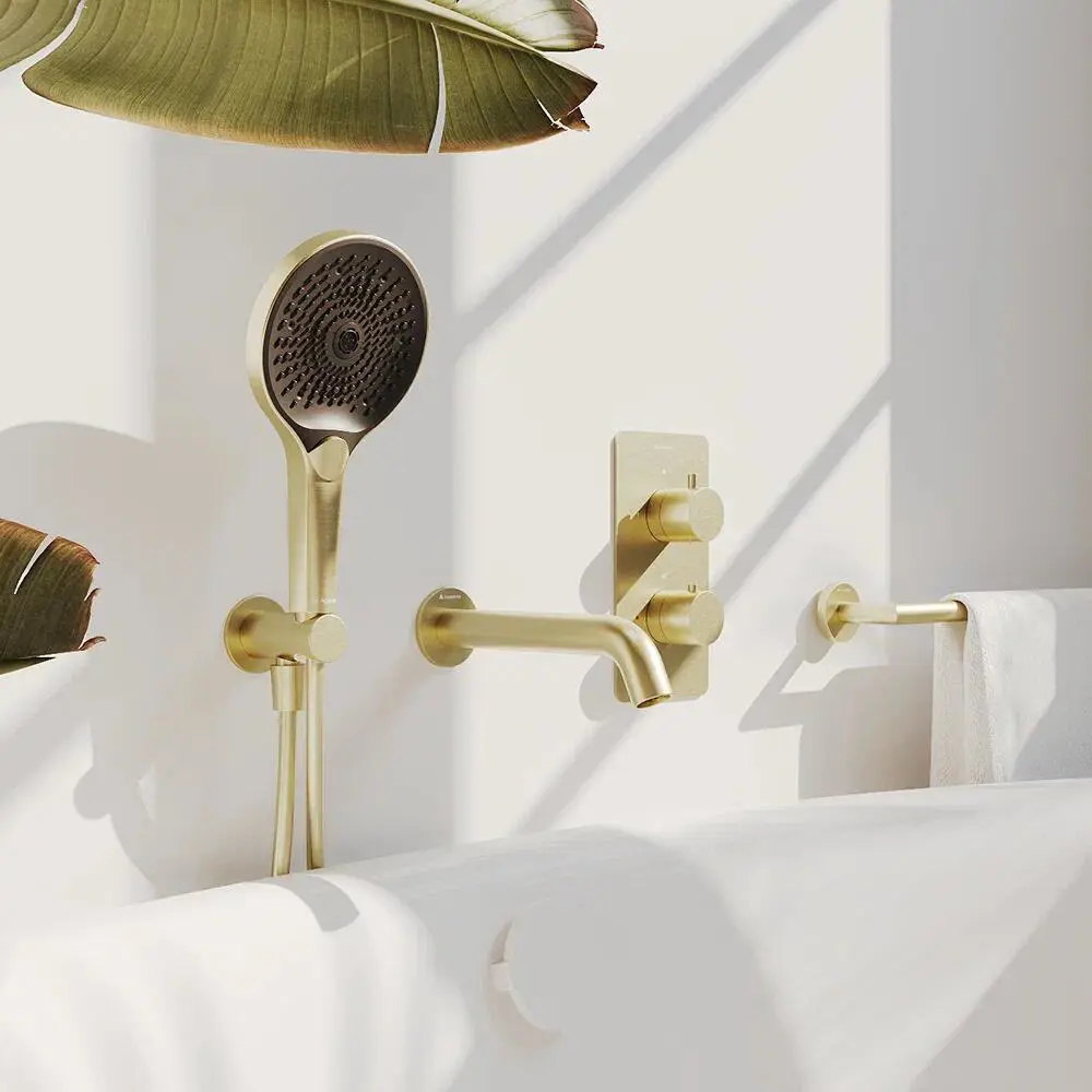 Фото 6 Лейка для душа Aqueduto CHU0750 3 режимная цвет шлифованное золото