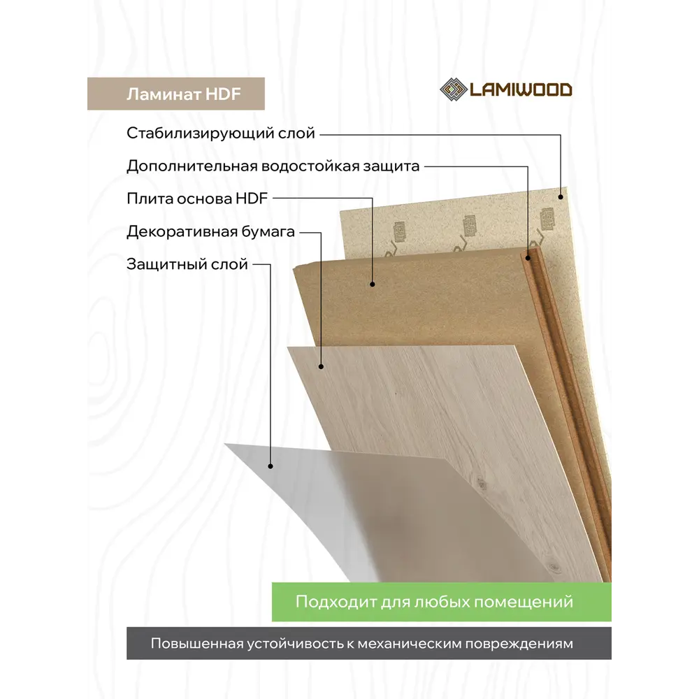 Фото 3 Ламинат Lamiwood Select Дуб Бежевый 34 класс толщина 12 мм с фаской 1.66 м² цена за упаковку