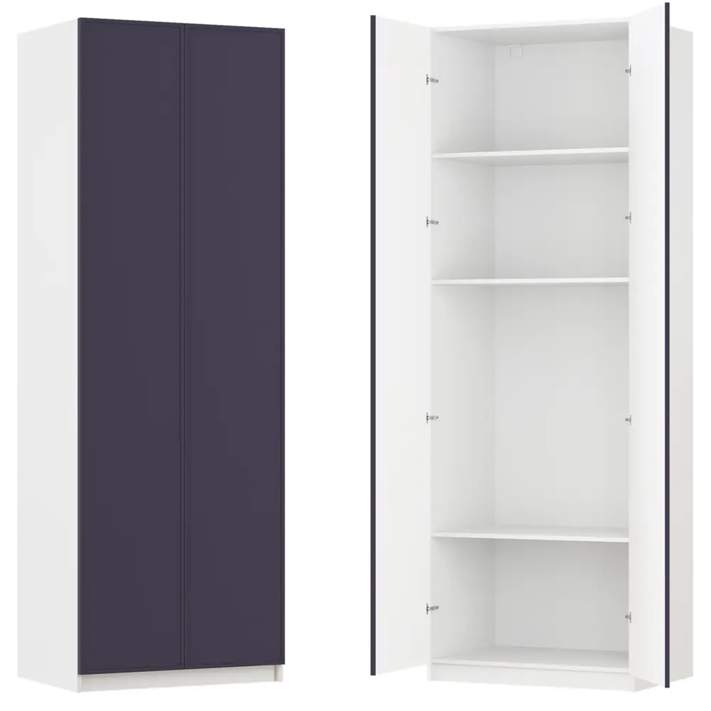 Фото Шкаф распашной Амьен индиго с  3 полками 80х232,2х54,5 ЛДСП каркас белый