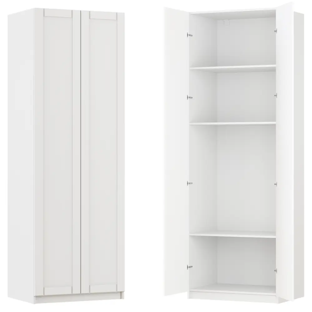 Фото Шкаф распашной Байонна белый с  3 полками 80х232,2х54,5 ЛДСП каркас белый