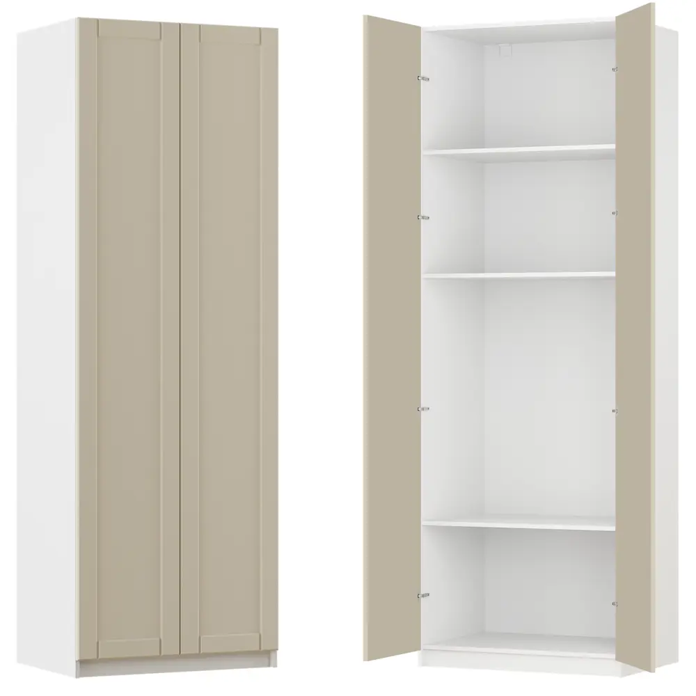 Фото Шкаф распашной Байонна латте с  3 полками 80х232,2х54,5 ЛДСП каркас белый