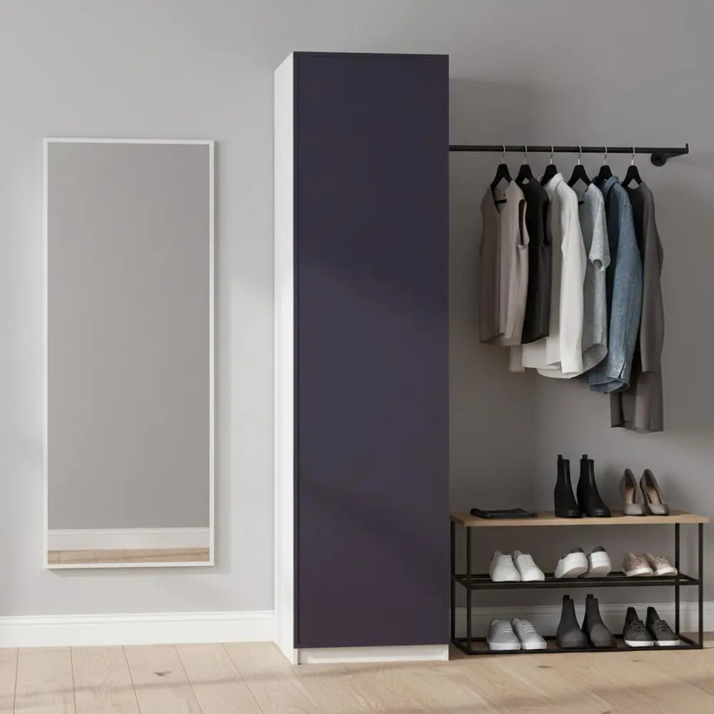 Фото 2 Шкаф распашной Амьен индиго с 6 полками 60х232,2х54,5 ЛДСП каркас белый Фото 2 Шкаф распашной Амьен индиго с 6 полками 60х232,2х54,5 ЛДСП каркас белый