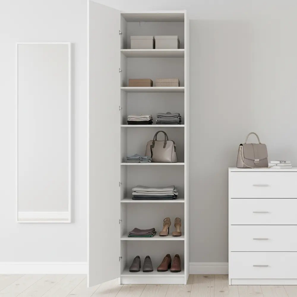 Фото 3 Шкаф распашной София белый с 6 полками 60х232,2х54,5 ЛДСП каркас белый Фото 3 Шкаф распашной София белый с 6 полками 60х232,2х54,5 ЛДСП каркас белый