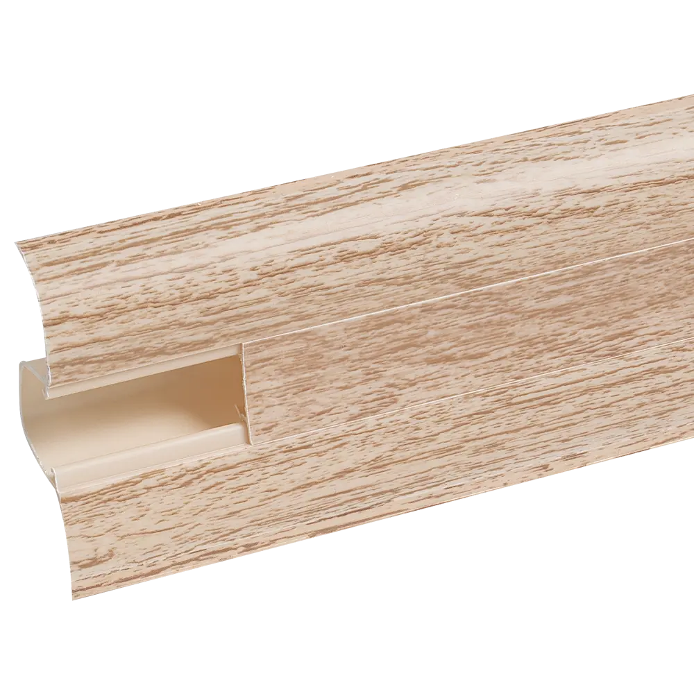 Фото Плинтус напольный Pro Дом ПВХ цвет дуб ривьера 2200x55x23 мм