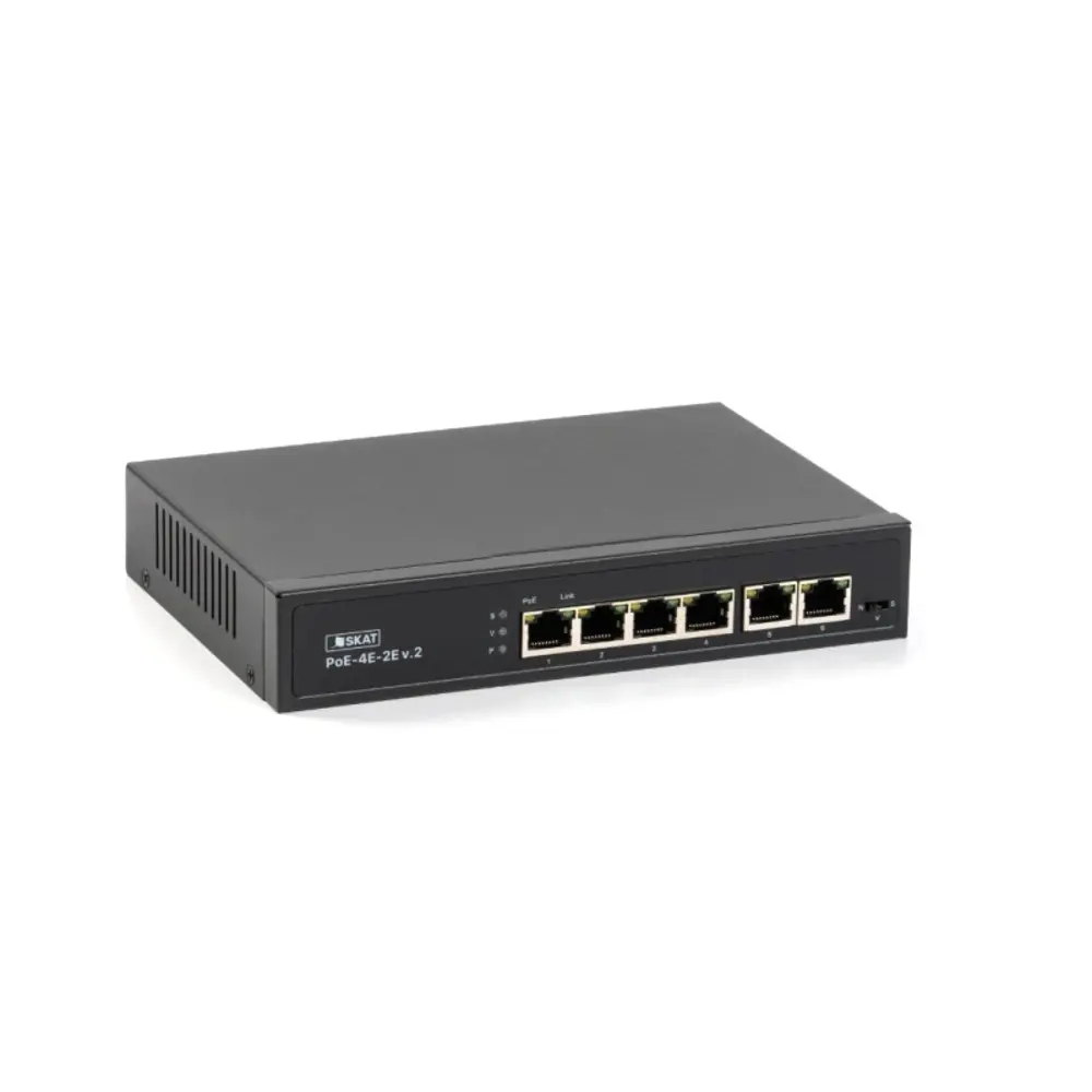 Фото Коммутатор Бастион SKAT PoE-4E-2E v.2 PoE Plus 65Вт 4-Ethernet/2-Uplink