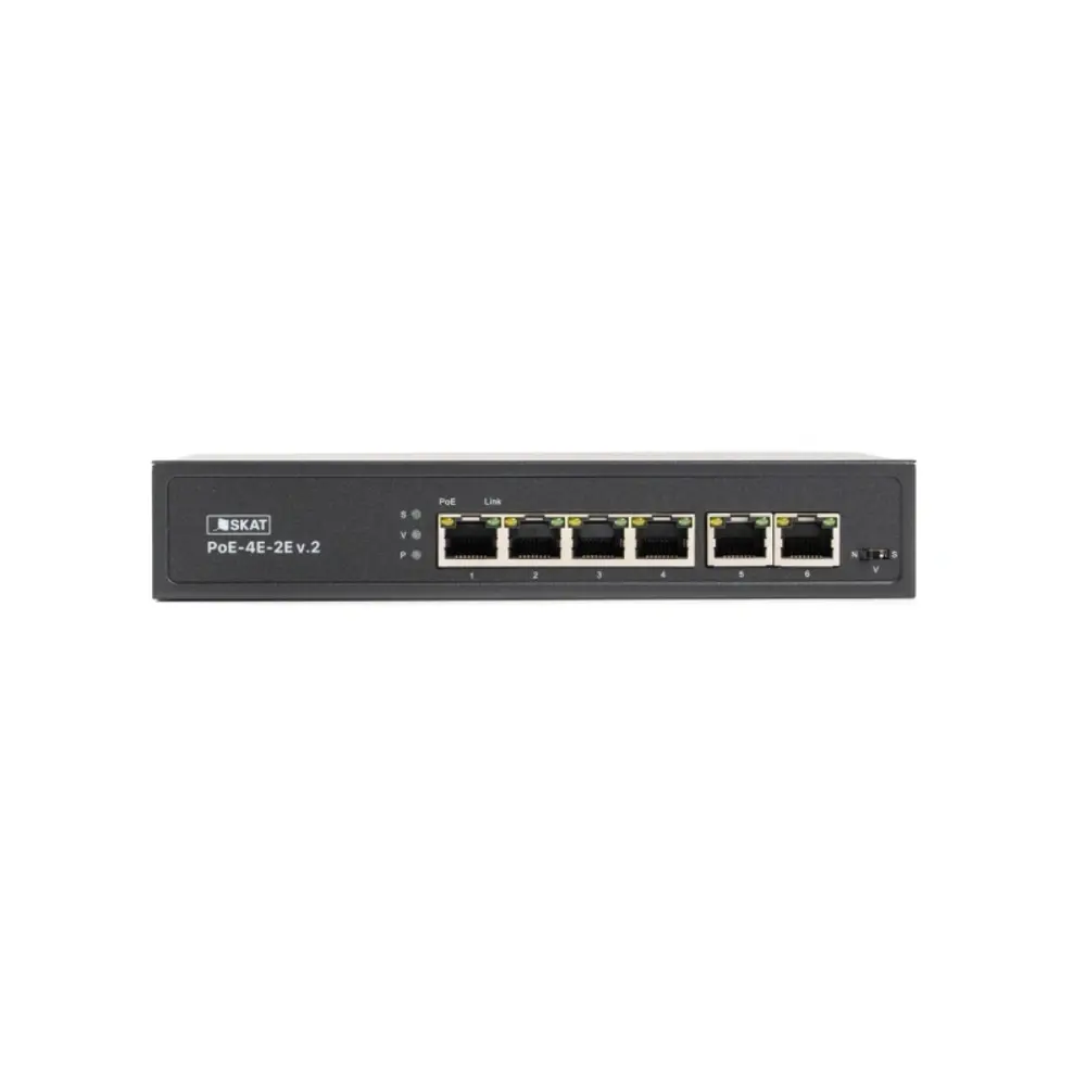 Фото 3 Коммутатор Бастион SKAT PoE-4E-2E v.2 PoE Plus 65Вт 4-Ethernet/2-Uplink
